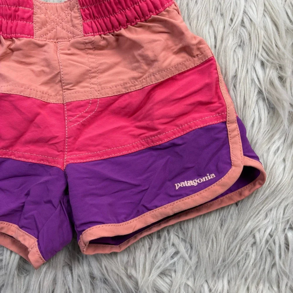 Patagonia Girls 2T Baby Boardshorts Pink Purple Stripe Sport Shorts Swim